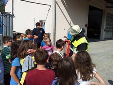 Schulklasse bei der Feuerwehr